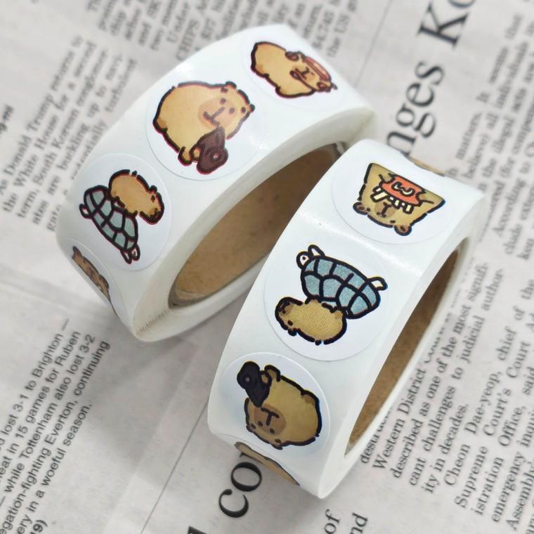 카피바라 원형 롤스티커, 기본, 2.5cm, 500개