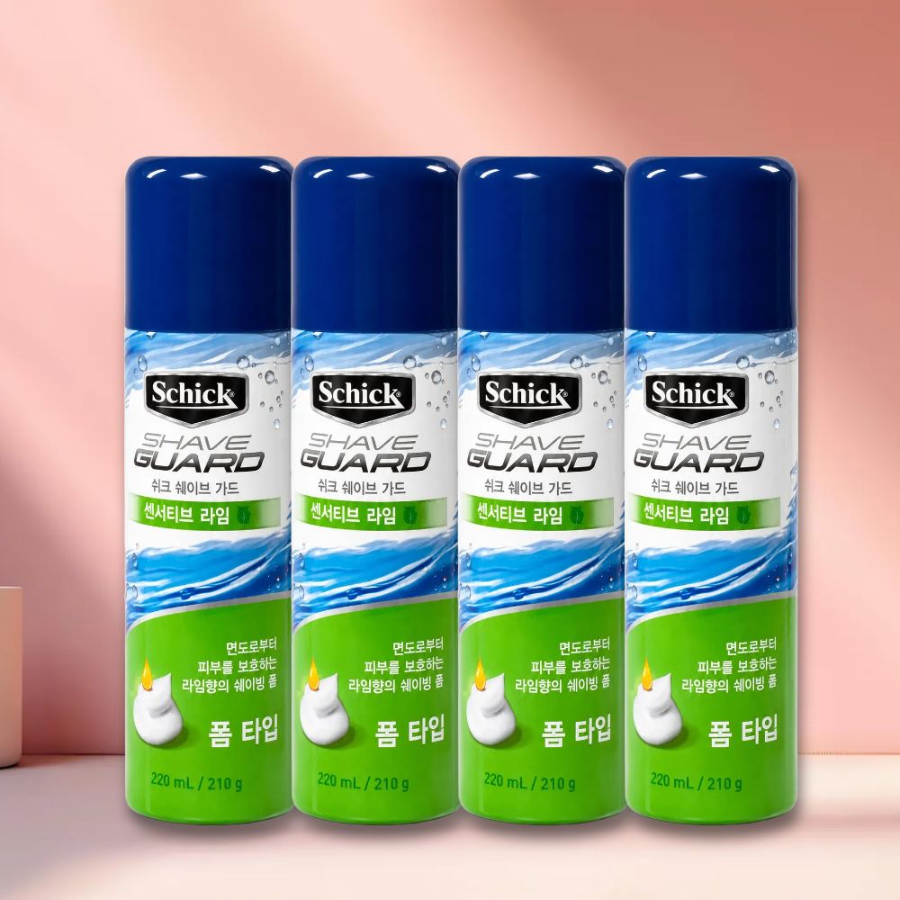 쉬크 쉐이브가드 센서티브 라임폼, 220ml, 4개