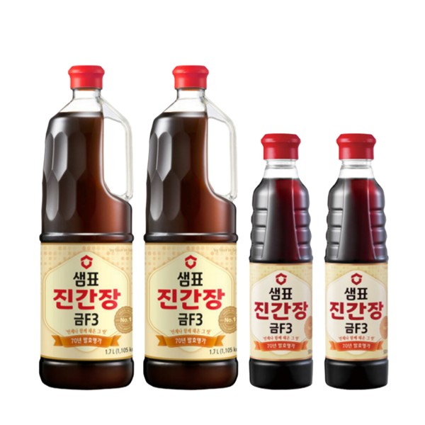 샘표 진간장 금F3 양조간장 대용량 요리용, 1.7L, 2개 + 500ml, 2개, 1세트