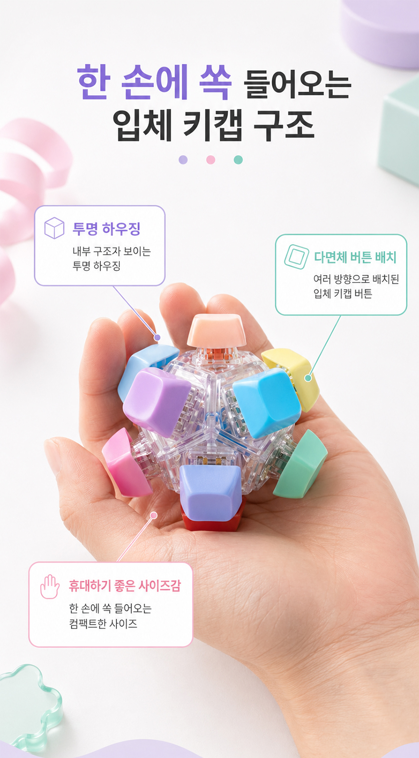 키캡 피젯 큐브, 12구, 컬러투명, 2개 상세 이미지 4