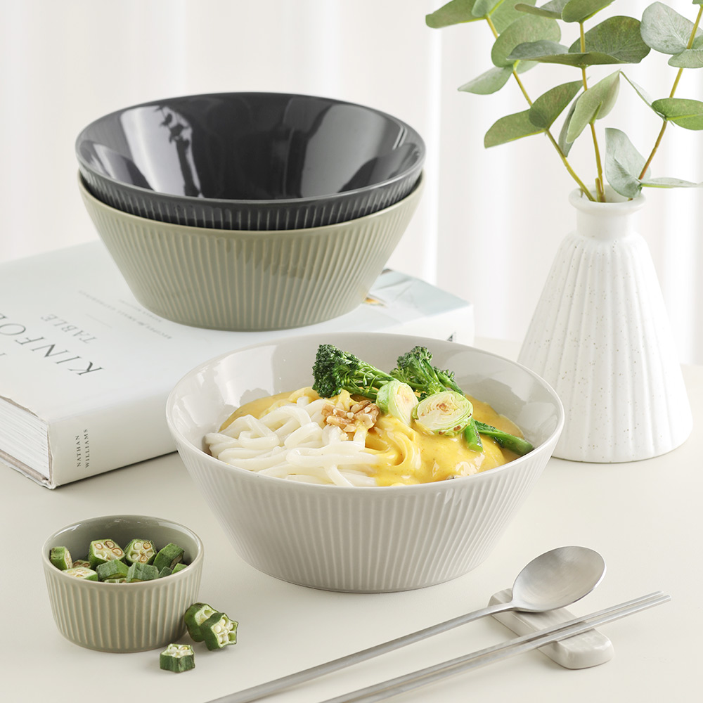 메종오브제 라이닝 넓은 면기, 크림그레이+쉘베이지, 2P, 1세트