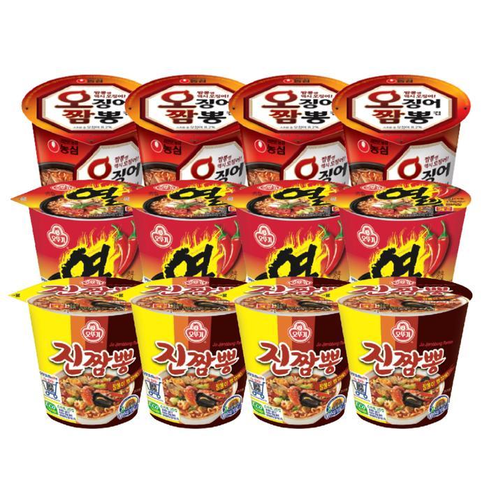 오뚜기 오징어짬뽕 소컵 + 열라면 소컵 + 진짬뽕, 총 12개
