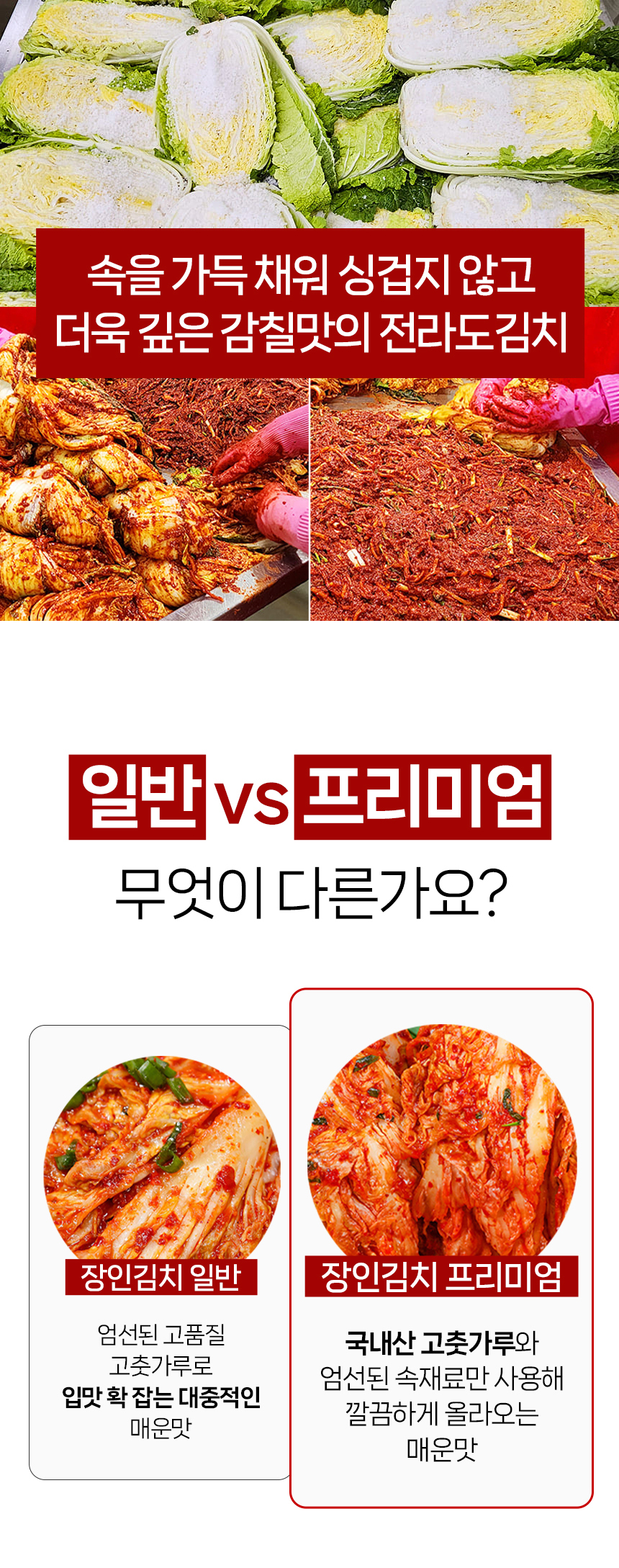 100% 국내산 전라도식 배추김치 프리미엄, 10kg, 1박스