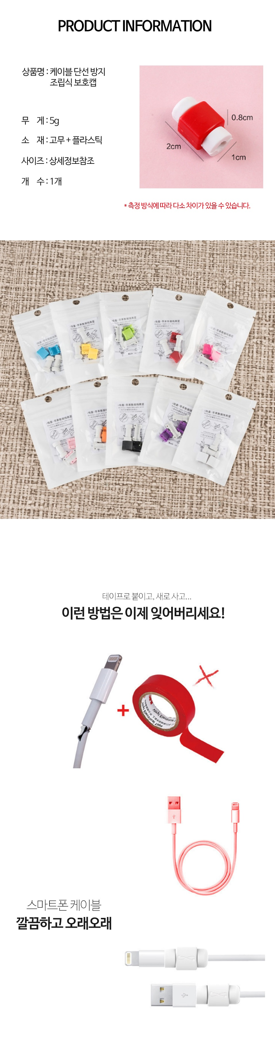 ORANGE PLANET 충전기 케이블 보호 단선방지 조립식 보호캡, 민트, 1개 상세 이미지 3