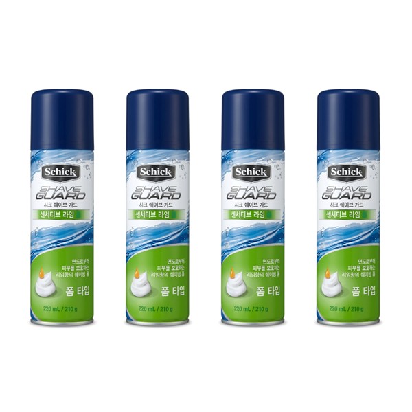 쉬크 쉐이브가드 센서티브 라임 폼, 220ml, 4개