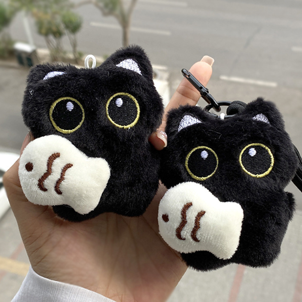 검은 고양이 인형 키링, 블랙, 1개