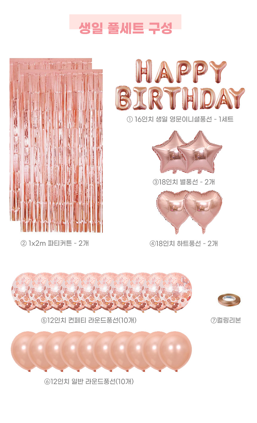 루움 생일풍선세트 5종 블루 생일파티용품세트, 기본, 1개 상세 이미지 5
