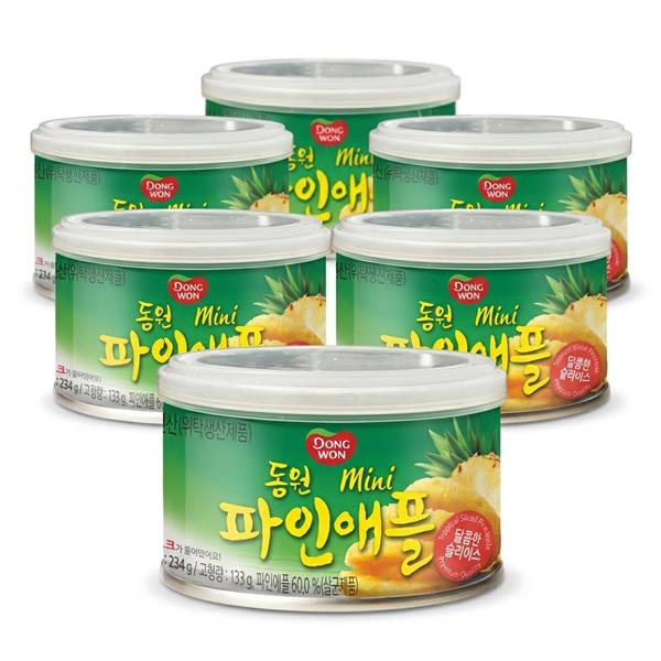 동원 미니 파인애플 과일통조림, 234g, 6개