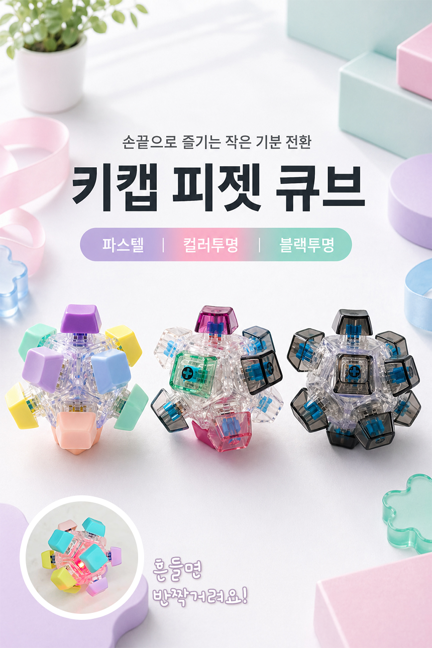 키캡 피젯 큐브, 12구, 컬러투명, 2개 상세 이미지 2