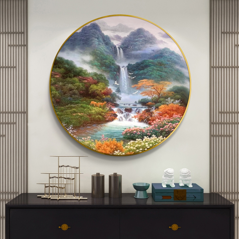 보석십자수 원형도안 산수화 풍수지리풍경, 50x50cm, 1세트