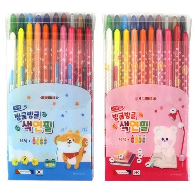 모닝글로리 20색 빙글빙글 색연필, 블루, 1개