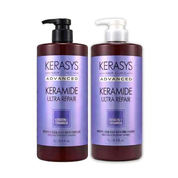 케라시스 케라마이드 반곱슬 손상모 샴푸 트리트먼트, 샴푸 1L + 트리트먼트 1L