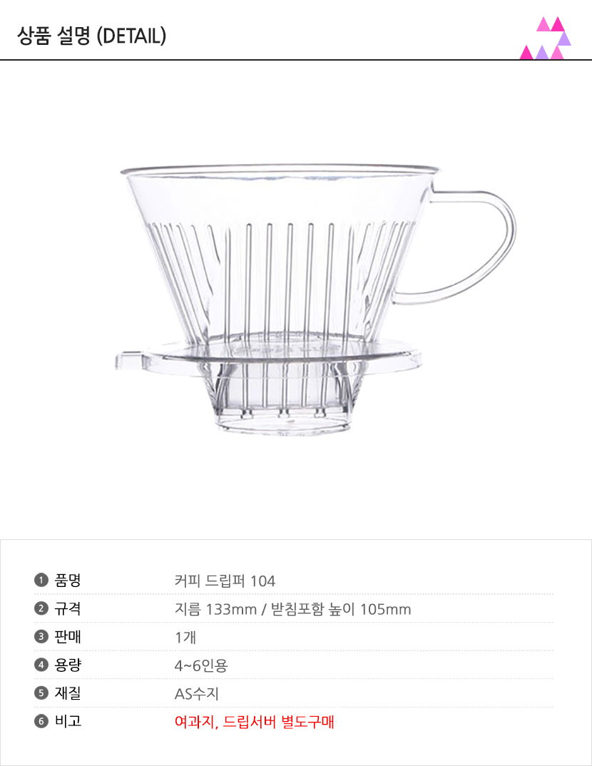 생담 커피 드립퍼, 투명, 4-6인용, 1개 상세 이미지 5