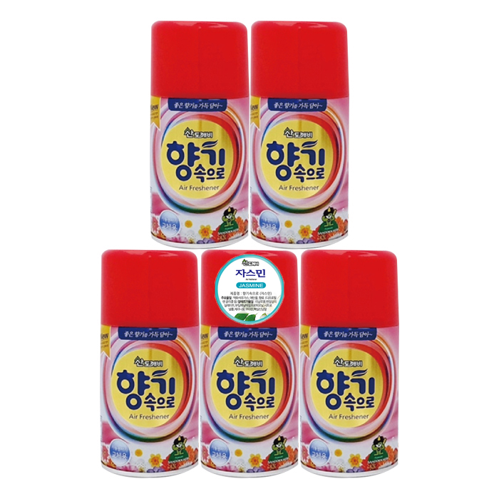 산도깨비 향기속으로 자동 분사기 실내 리필 방향제, 자스민향, 290ml, 5개