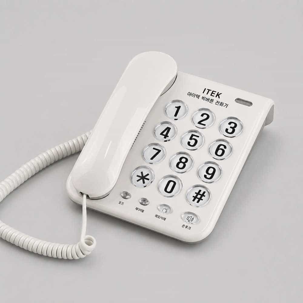 아이텍 빅버튼 유선전화기, IK-200WH, 화이트, 1개