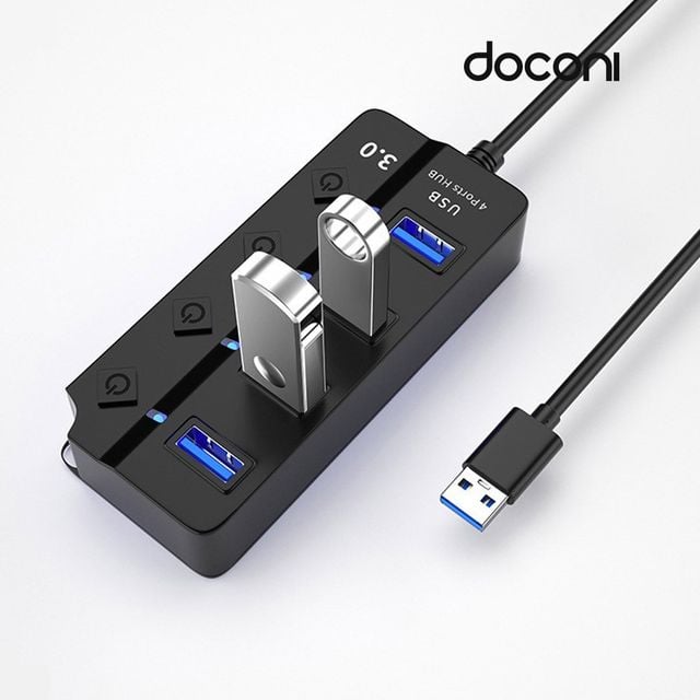 도코니 USB 3.0 4포트 슬림 허브, 블랙, 1개