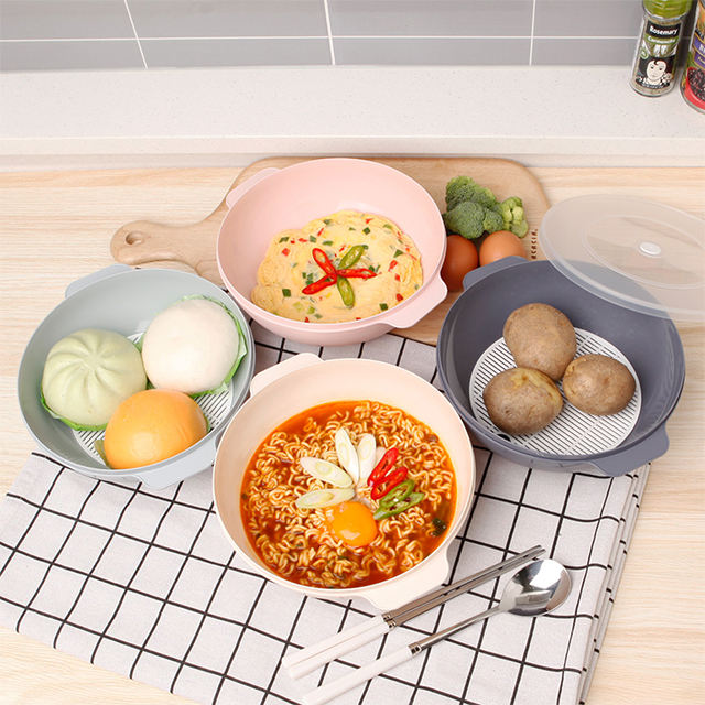 [토스쇼핑] 가쯔 쿡스 전자레인지 찜기 라면용기 특대, 다크그레이, 1L, 2개