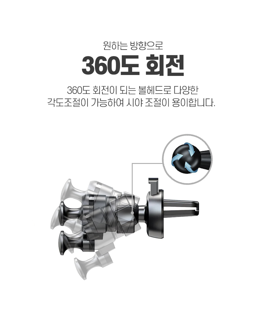 차량용 송풍구 휴대폰 거치대, 블랙, 1개 상세 이미지 3