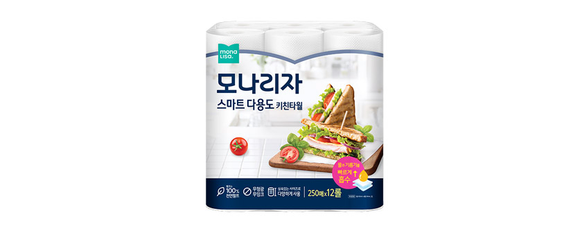 모나리자 스마트 다용도 키친타올, 250매, 12롤, 1팩