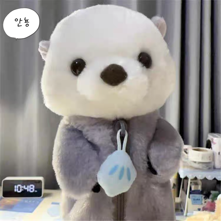 수달 인싸 캐릭터 학용품 극세사 파우치 필통, 1개 상세 이미지 3