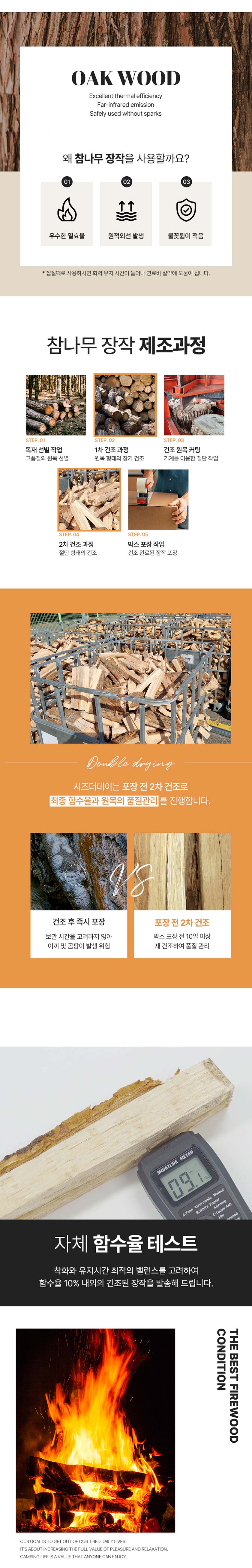 시즈더데이 국내산 참나무 캠핑용 장작, 20kg, 1박스 상세 이미지 4