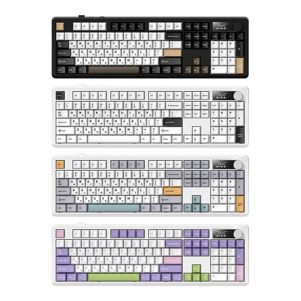 Archon AK74 LCD 기계식 풀배열 키보드, B&W, 저소음 라임V3, 1개