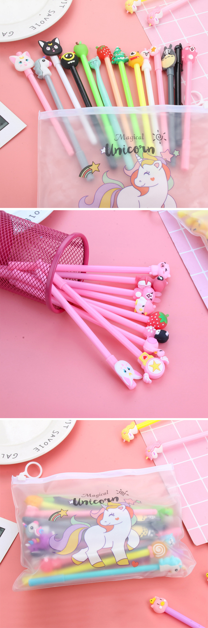 볼펜 20개 세트 부드럽게 잘 써지는 귀요미 캐릭터 젤펜, 혼합세트, 0.5mm, 20개 상세 이미지 4