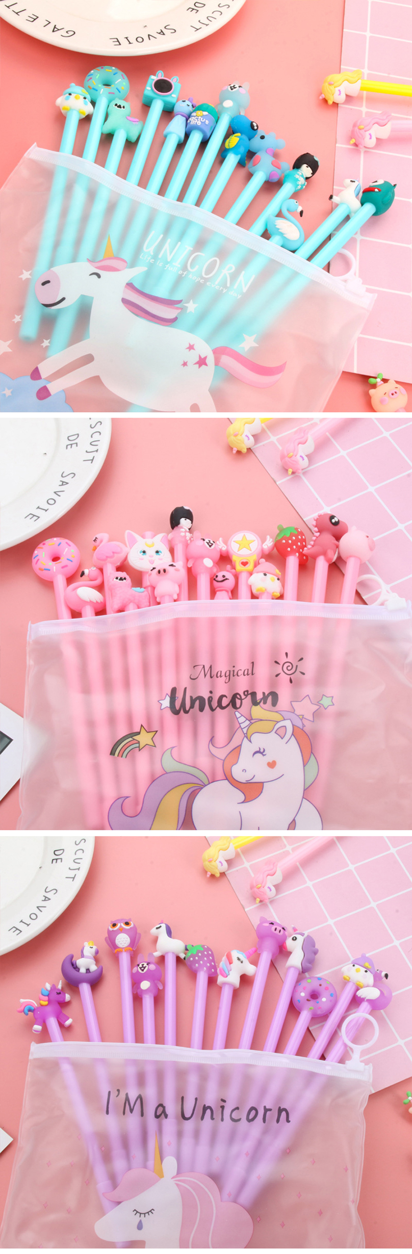 볼펜 20개 세트 부드럽게 잘 써지는 귀요미 캐릭터 젤펜, 혼합세트, 0.5mm, 20개 상세 이미지 3