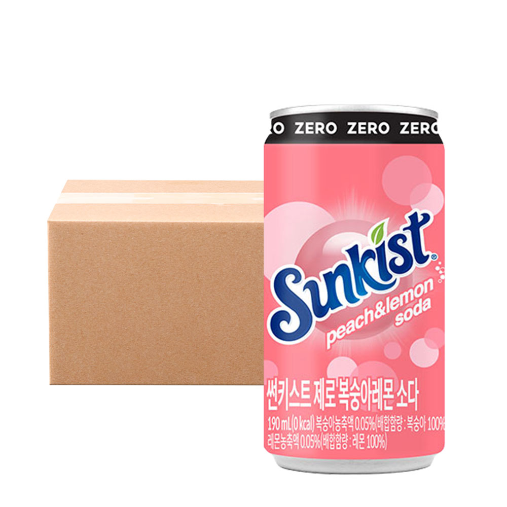 썬키스트 제로, 복숭아레몬소다, 190ml, 30개