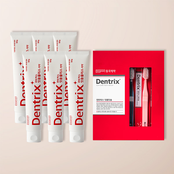 동국제약 덴트릭스 잇몸플러스 치약 6개+칫솔 5입, 160g, 1세트