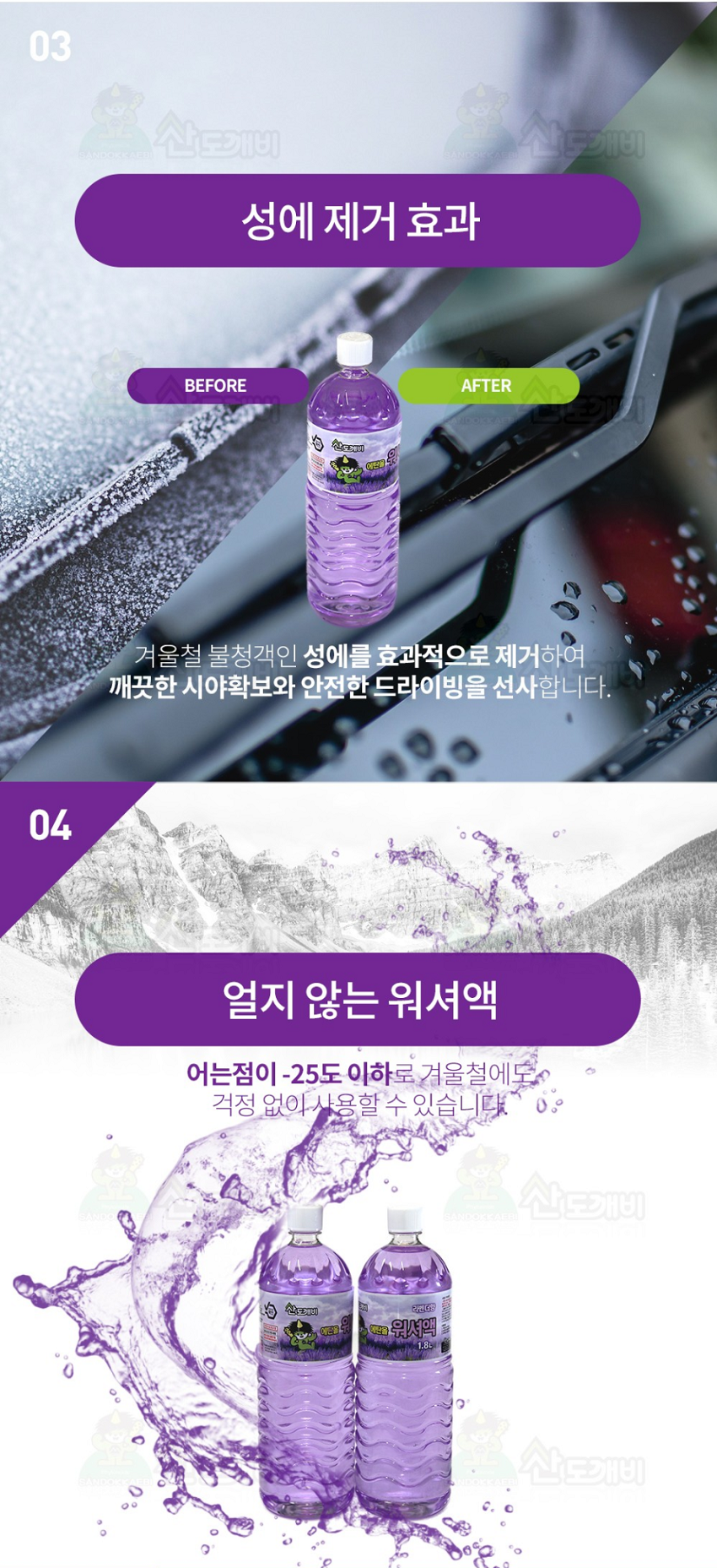 산도깨비 에탄올 워셔액 라벤다향, 1.8L, 2개 상세 이미지 3