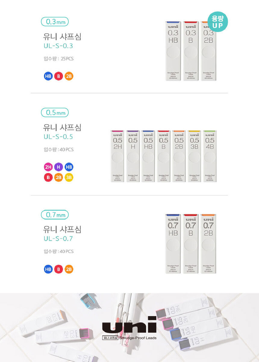유니 샤프심 UL-S, 0.3mm, HB, 25개 상세 이미지 3