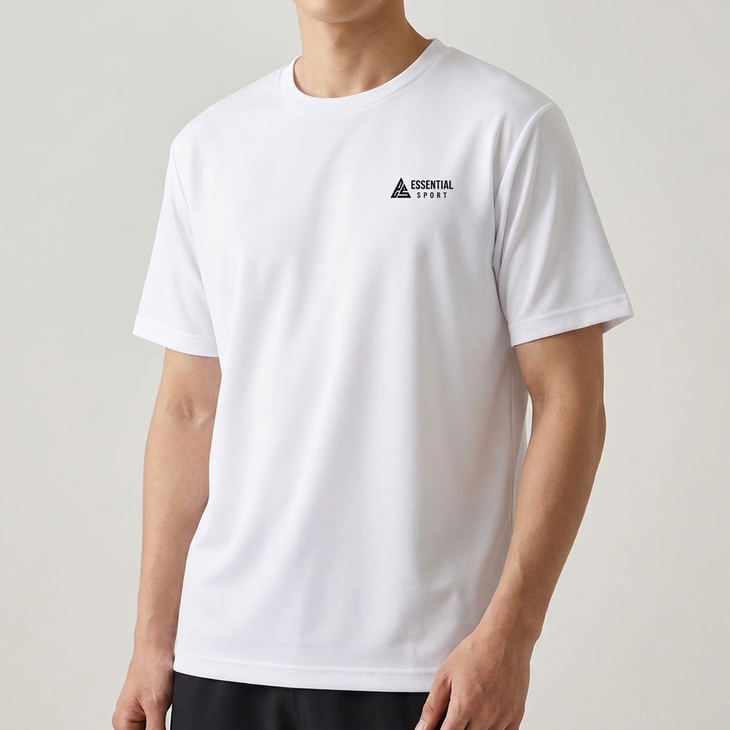에센셜스포츠 드라이 쿨 기능성 반팔티, 가로타입로고, S, 화이트 1개 + 블랙 1개 + 네이비 1개, 3개