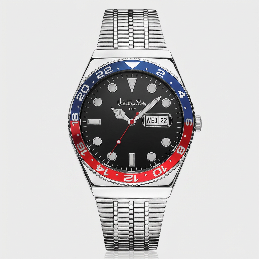발렌티노루디 초 남자 메탈 시계 VR6552B, 04_VR6552B-REDBL, 1개