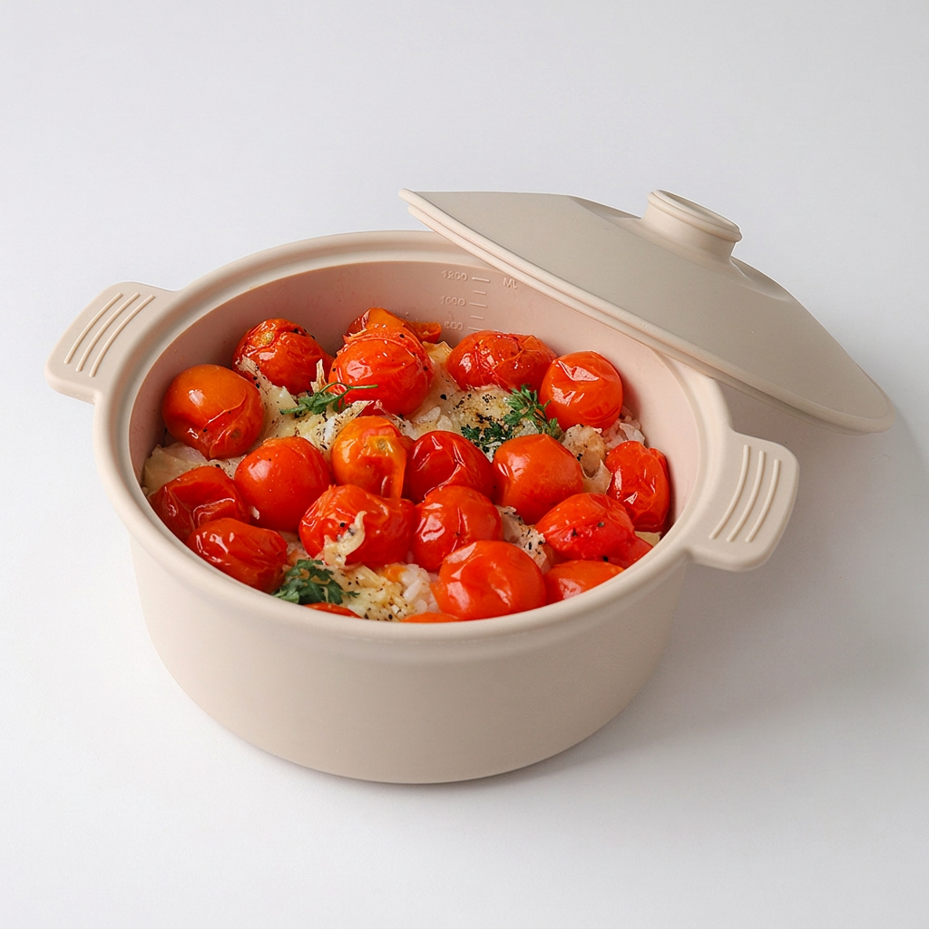 칼로쿡 다용도 실리콘 찜기, 원형, 샌드크림, 1.2L, 1개