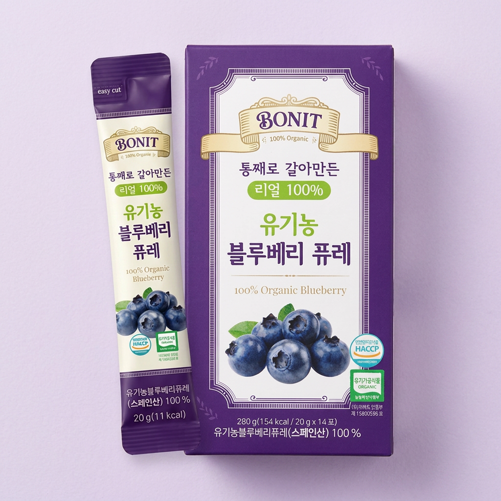 보니티 유기농 블루베리 퓨레, 20g, 14개