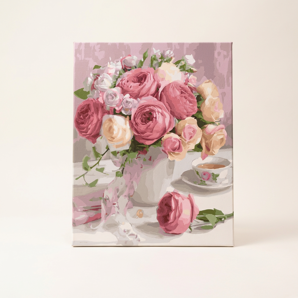 플레이어바웃 DIY 명화그리기 장미와 찻잔, G600, 40x50cm, 1세트