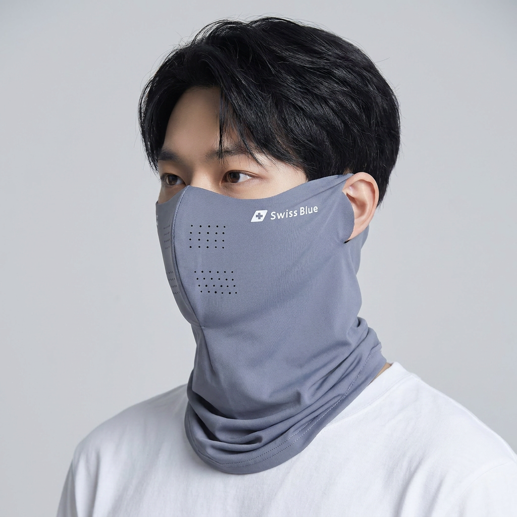 스위스블루 냉감 자외선차단 새부리 마스크, 그레이, L, 1개