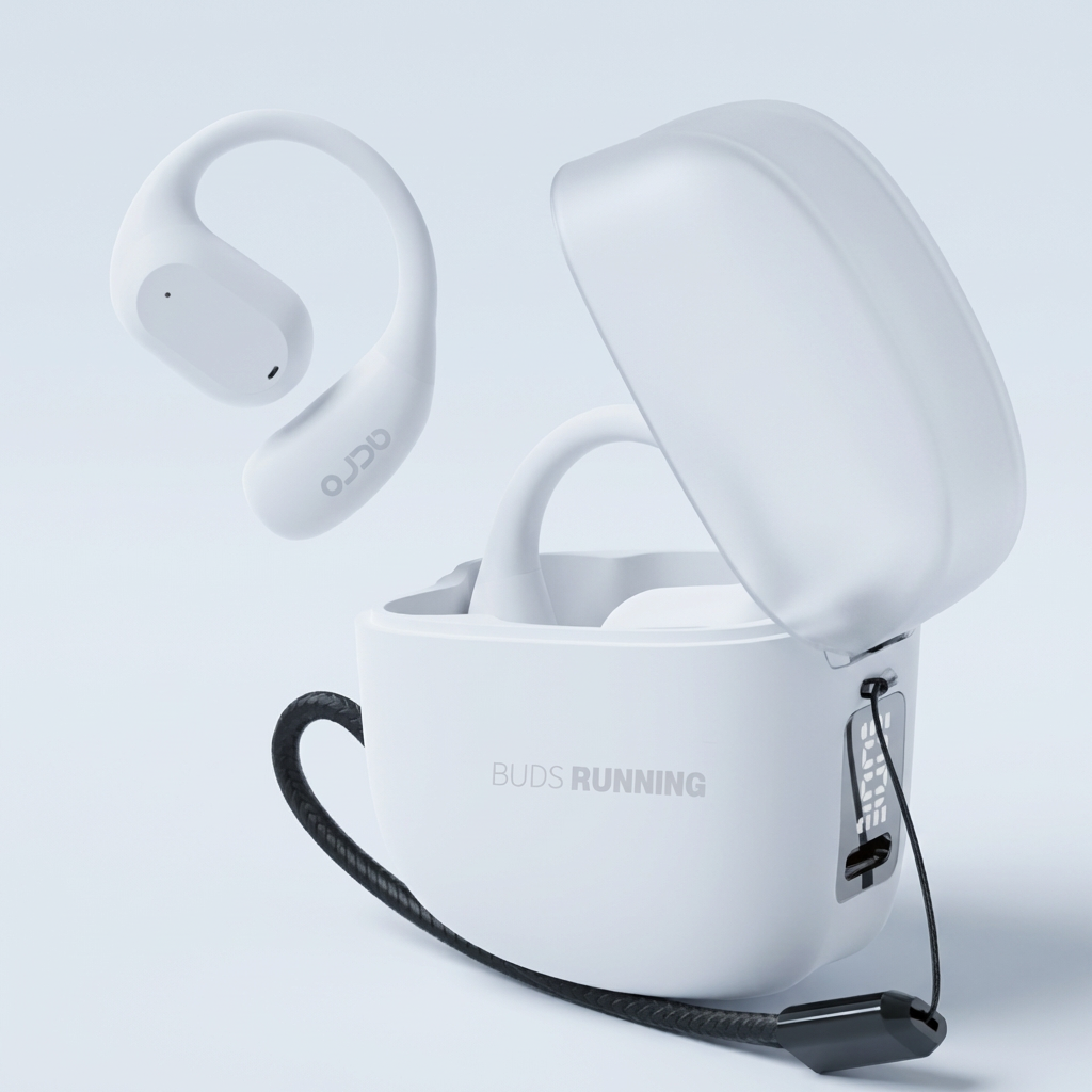 아크로 버즈러닝 오픈타입 스포츠 블루투스 이어폰, 화이트, 1개