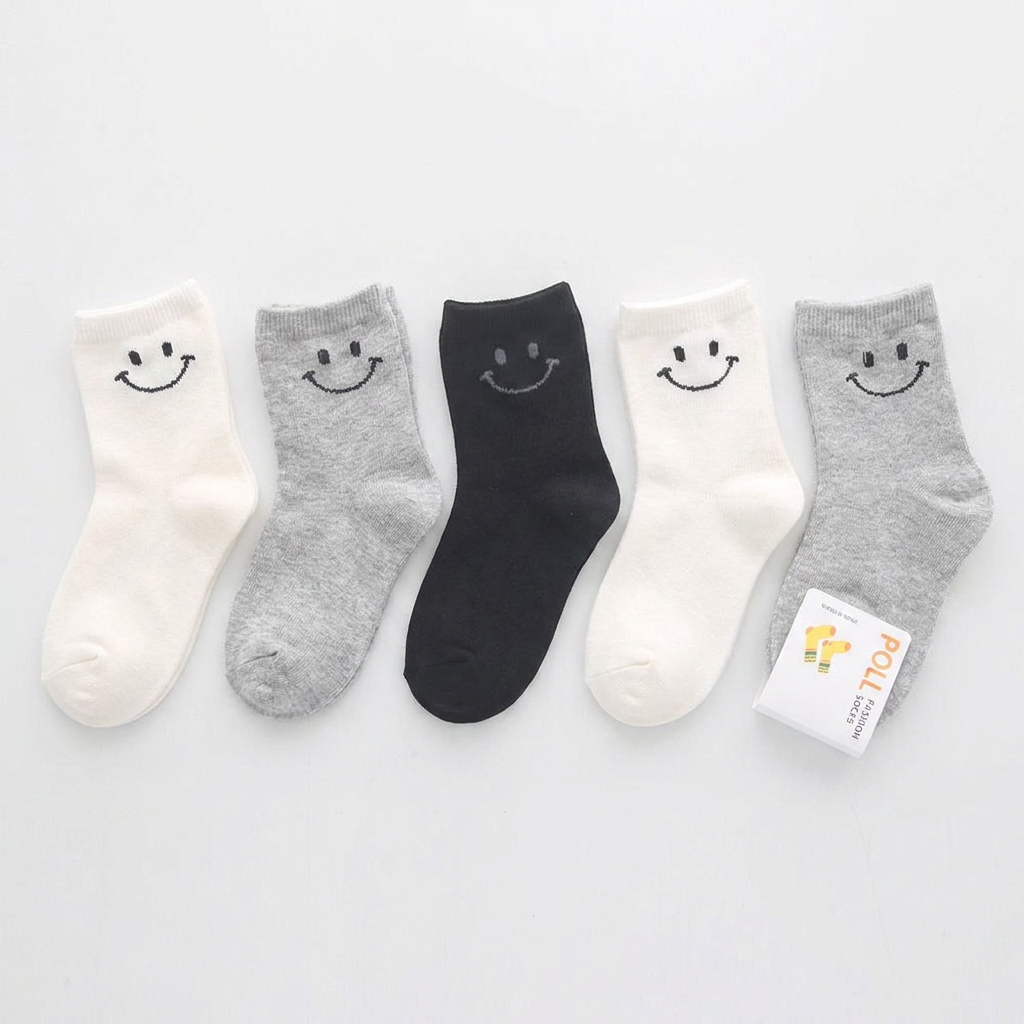 스마일 아동 중목 양말, 혼합, 4호, 10켤레