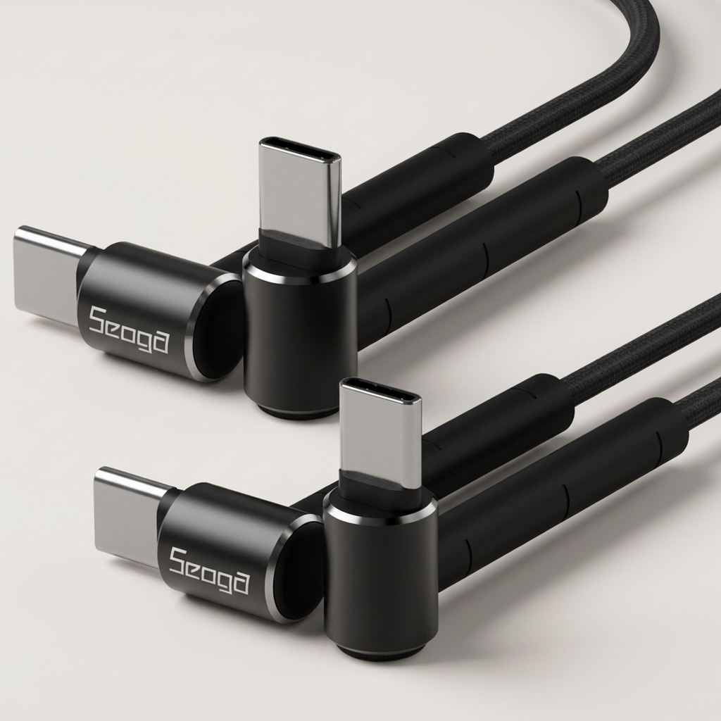 서가 메탈 60W PD 거치대 CtoC타입 초고속 케이블, 블랙, 1.5m, 2개