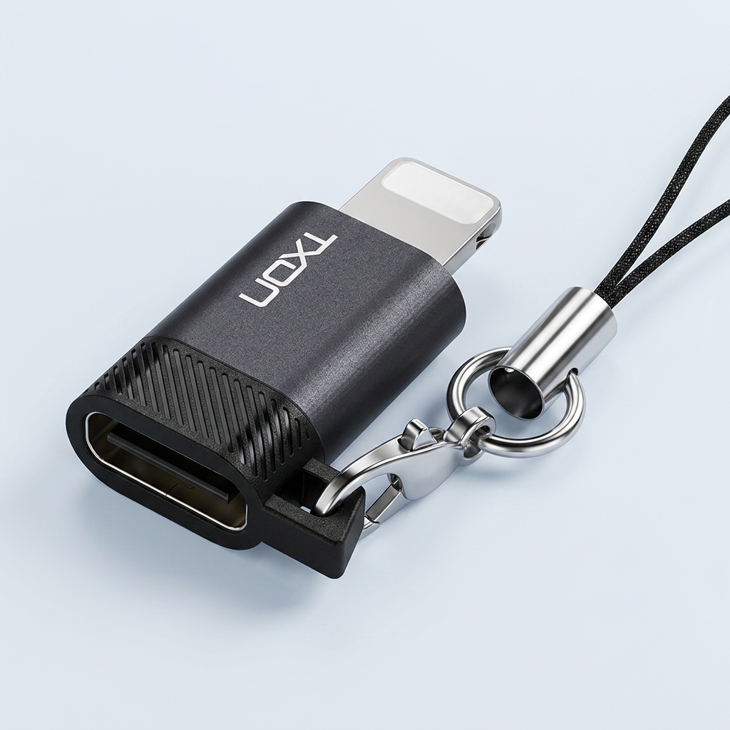티엑스온 USB 변환 Type C to 8핀 OTG 젠더, 그레이블랙, 25.4mm, 1개
