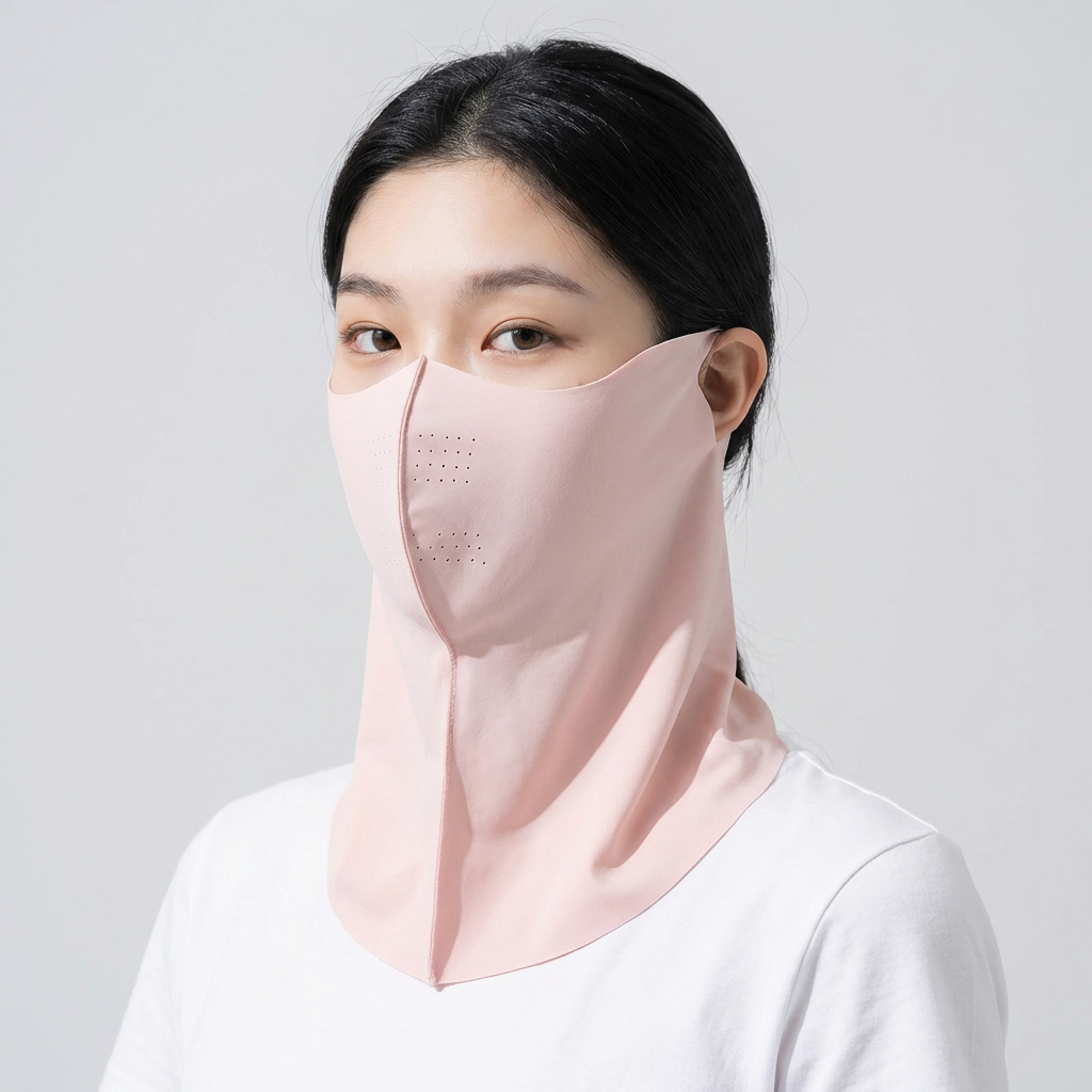 쿨링 자외선차단 마스크 풀커버 얼굴 햇빛가리개, 핑크, 4개, 1세트