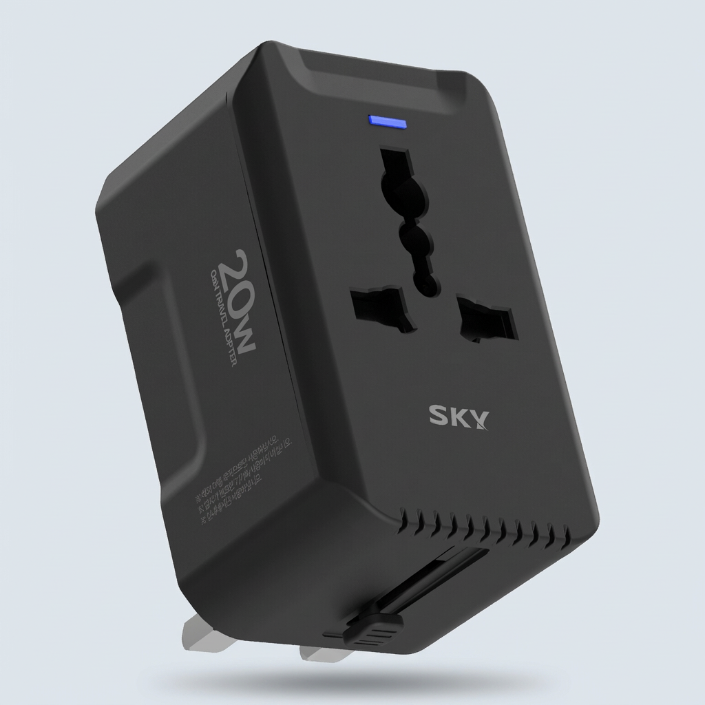 스카이 GaN 20W 듀얼 멀티 플러그 어댑터, T20PD, 플래닛 블랙, 1개