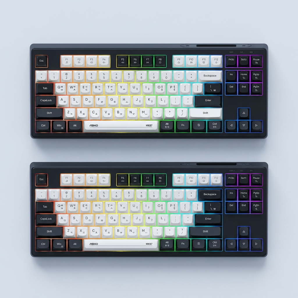 ABKO MK87 저소음 텐키리스 멤브레인 키보드, 블랙