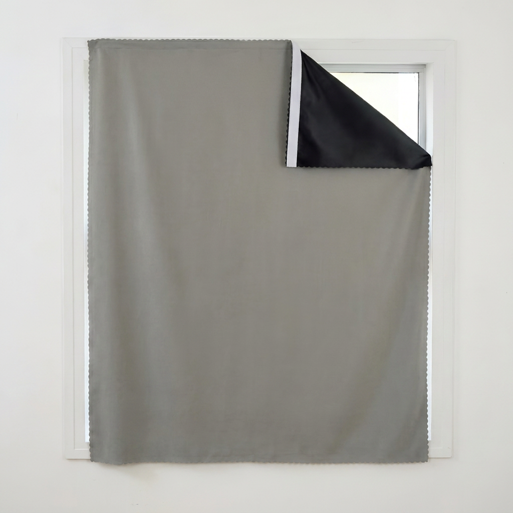 제이에스맘 붙이는 암막커튼 창문형 무타공 커튼, 그레이, 150x200cm