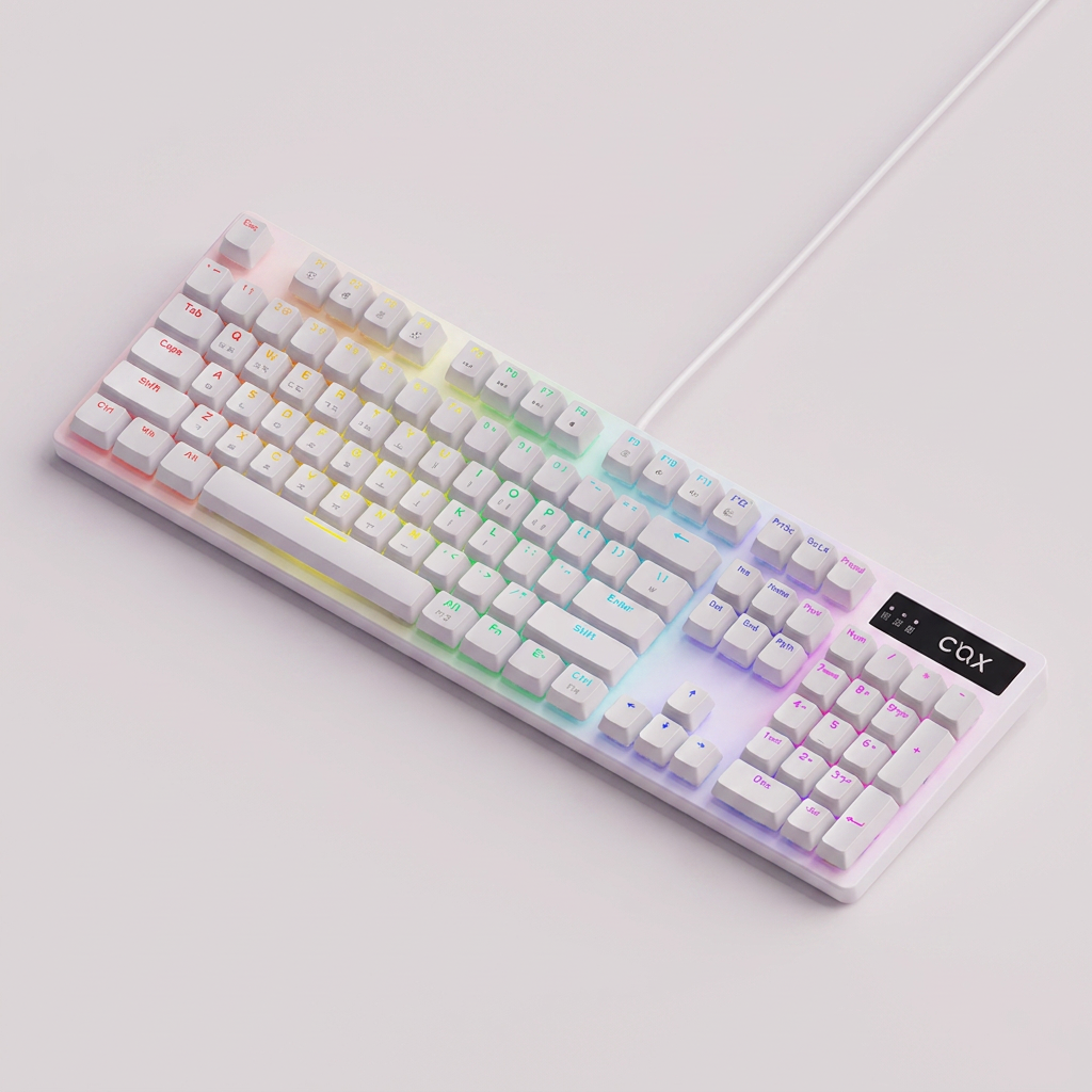 ABKO CK460 교체축 무빙 LED 게이밍 기계식 키보드, 화이트, 적축