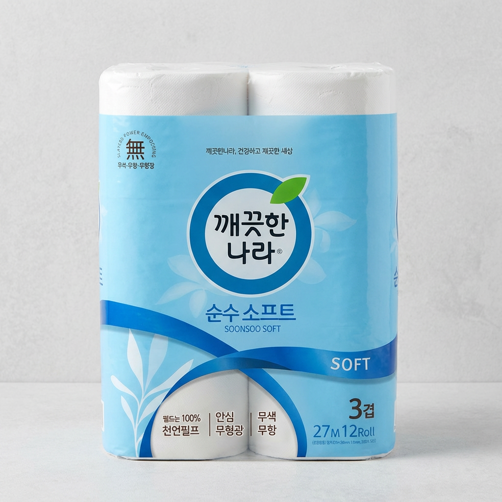 깨끗한나라 순수 소프트, 3겹, 27m, 12롤, 4팩
