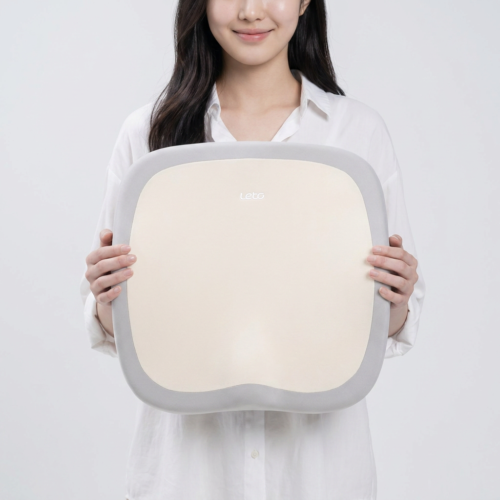레토 메모리폼 방석 키높이 사무실 의자 엉덩이 아픔 방지 자세 교정 기능성 쿠션, 아이보리, one size