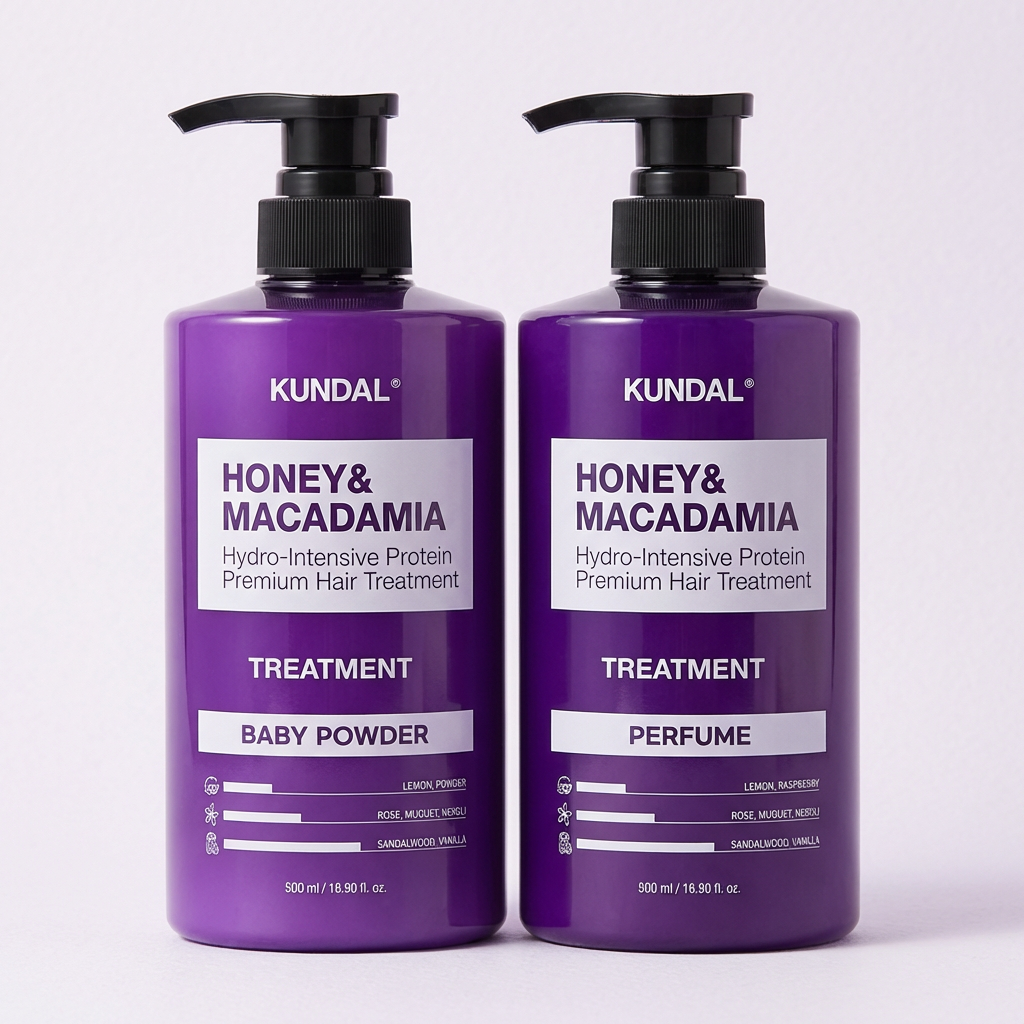 쿤달 허니 앤 마카다미아 헤어 트리트먼트, 베이비파우더, 500ml, 2개 + 랜덤향, 1개, 1세트